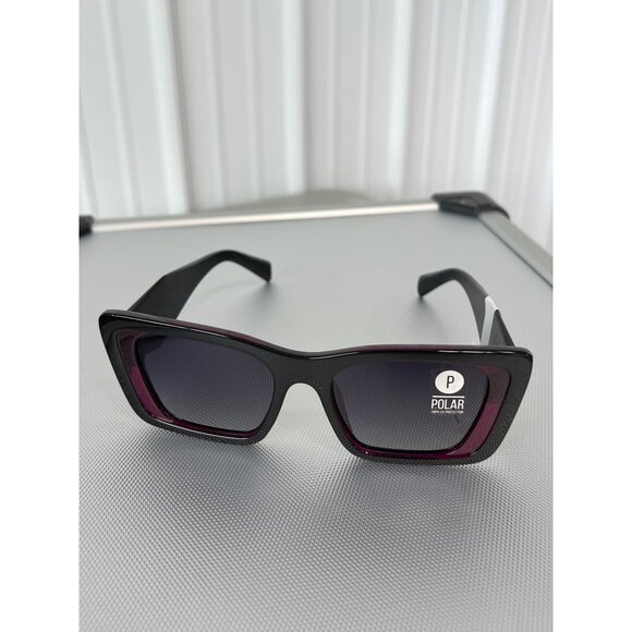 Kreedom Polarized Sunglasses UV Protection Black Purple Frame Modern Eyewear NEW - Picture 2 of 6
